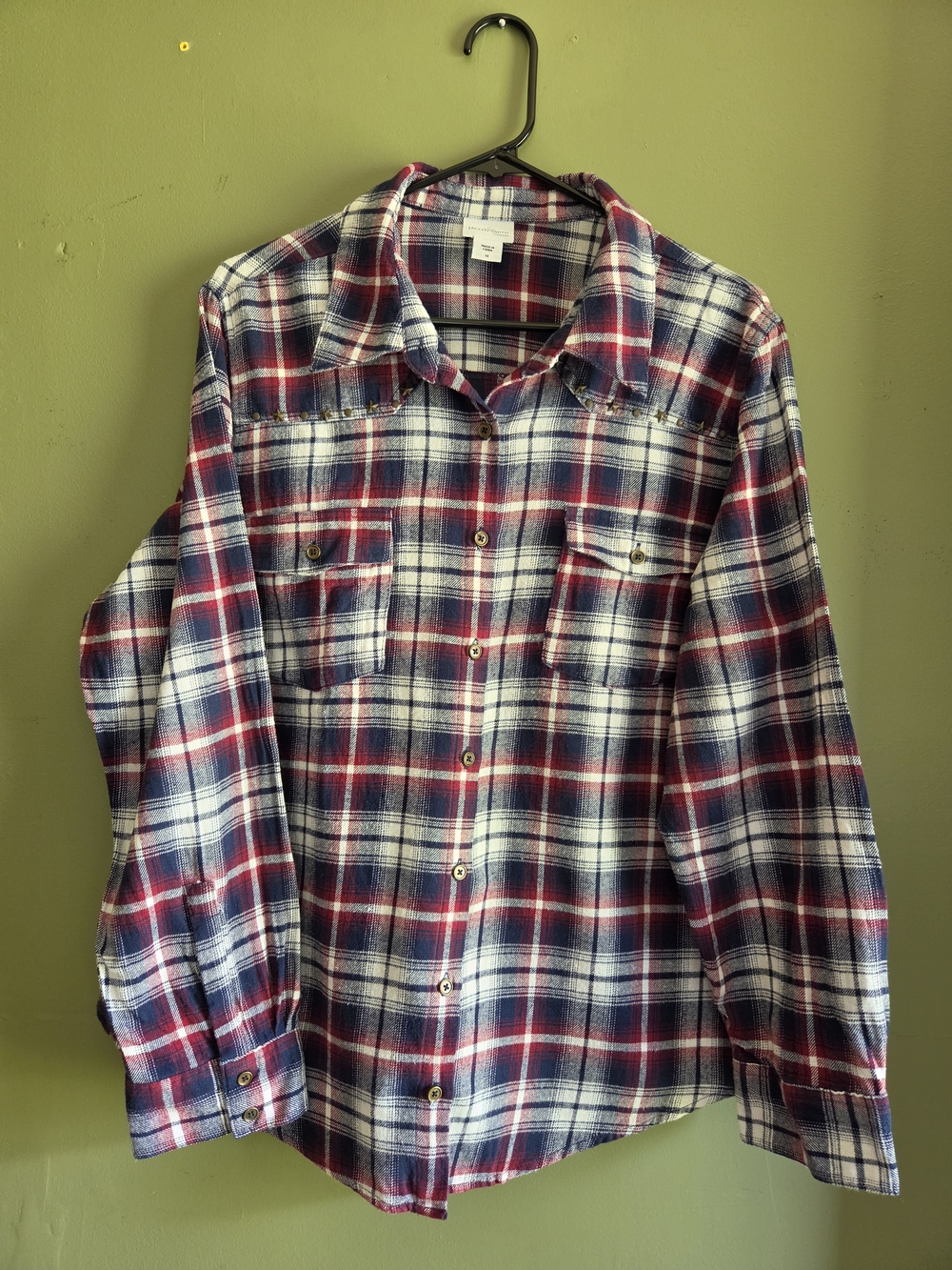 Women's Red & Blue Plaid Button-Up Shirt/Flannel
